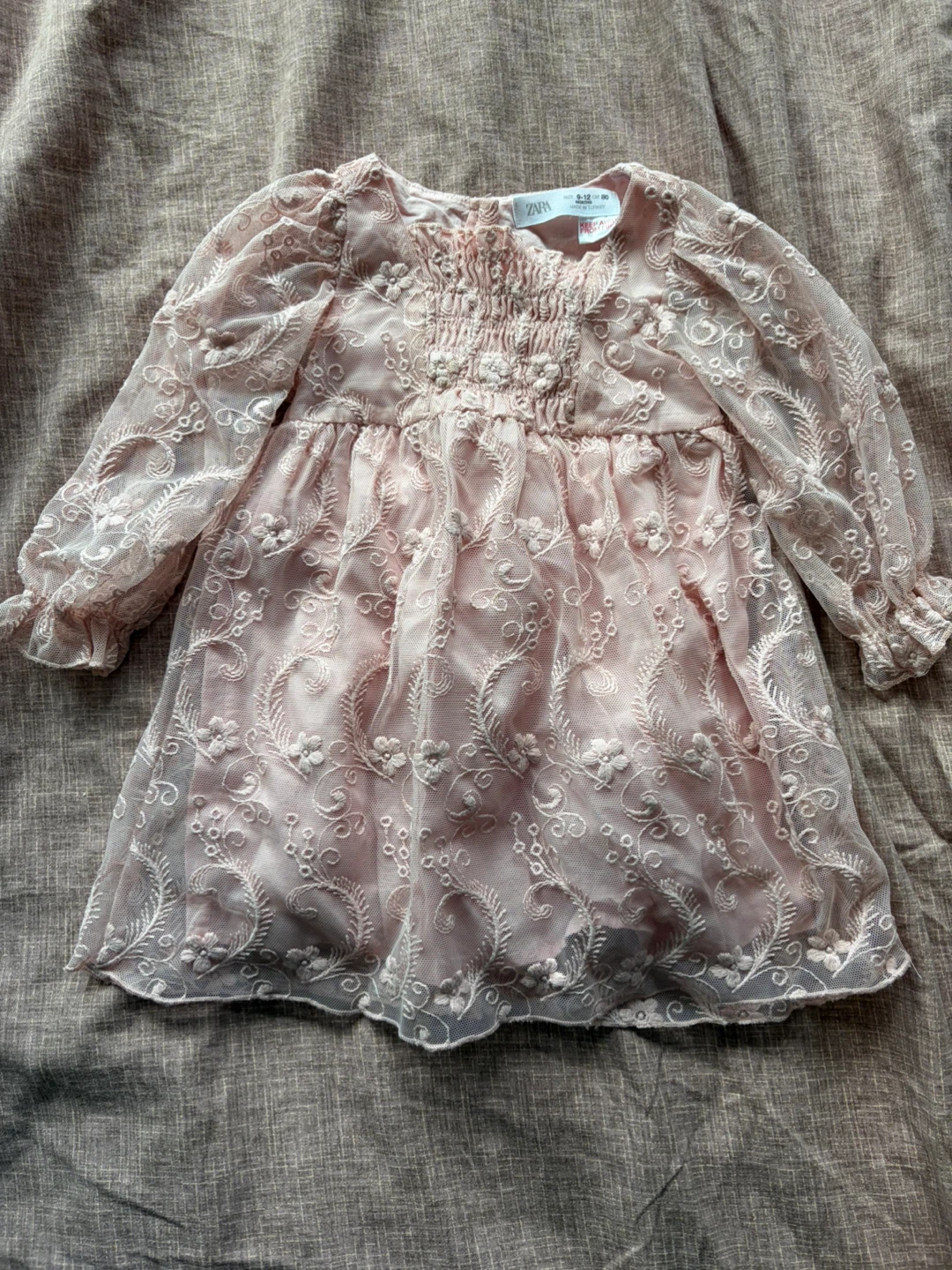 Zara Baby Girl Lace Dress - Pink - 9-12 Months