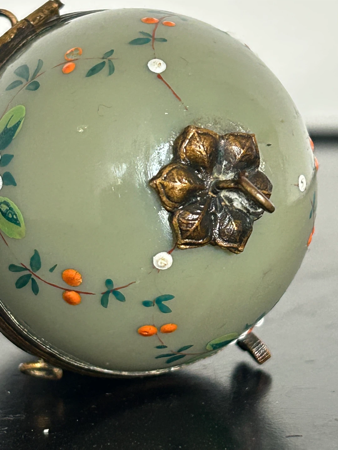 Antique Victorian Bristol Glass Egg Trinket Box - photo 4