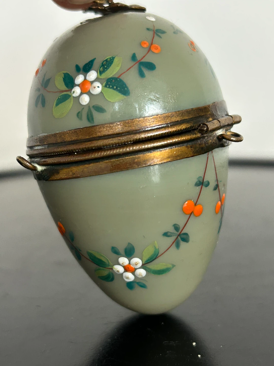 Antique Victorian Bristol Glass Egg Trinket Box - photo 5