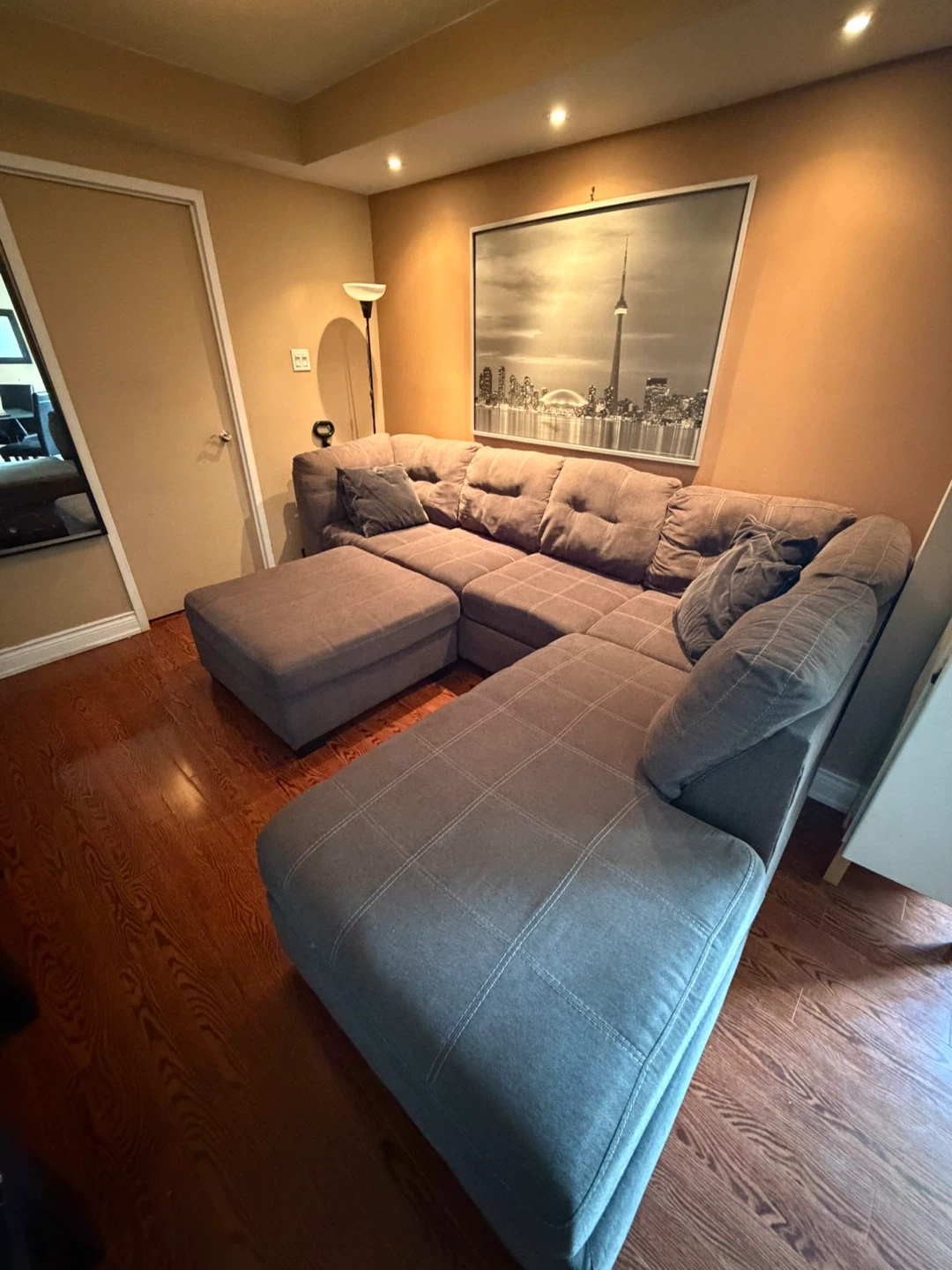 Grey Sectional Sofa with Ottoman - photo 4