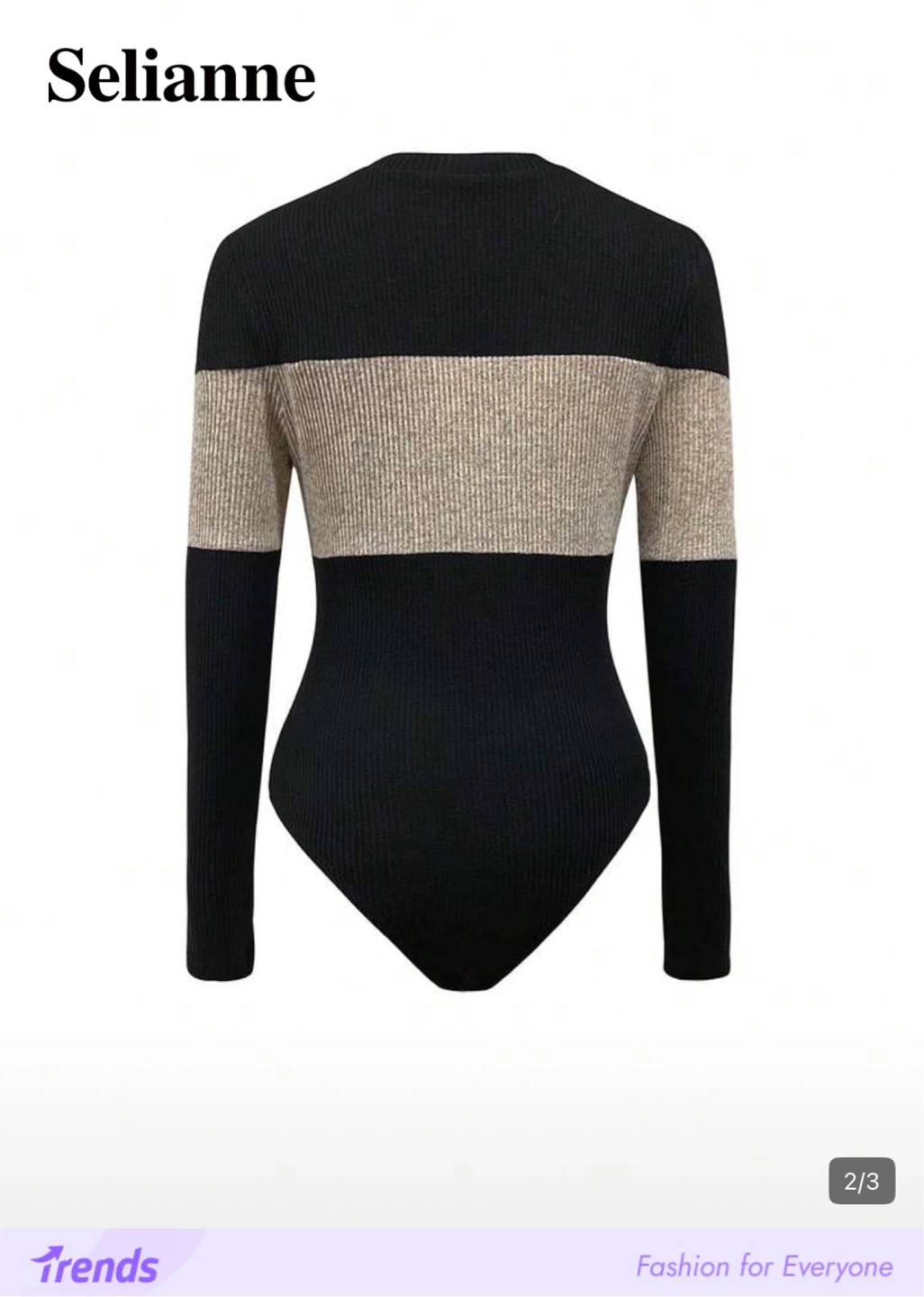 Selianne Striped Ribbed V-Neck Bodysuit - photo 2