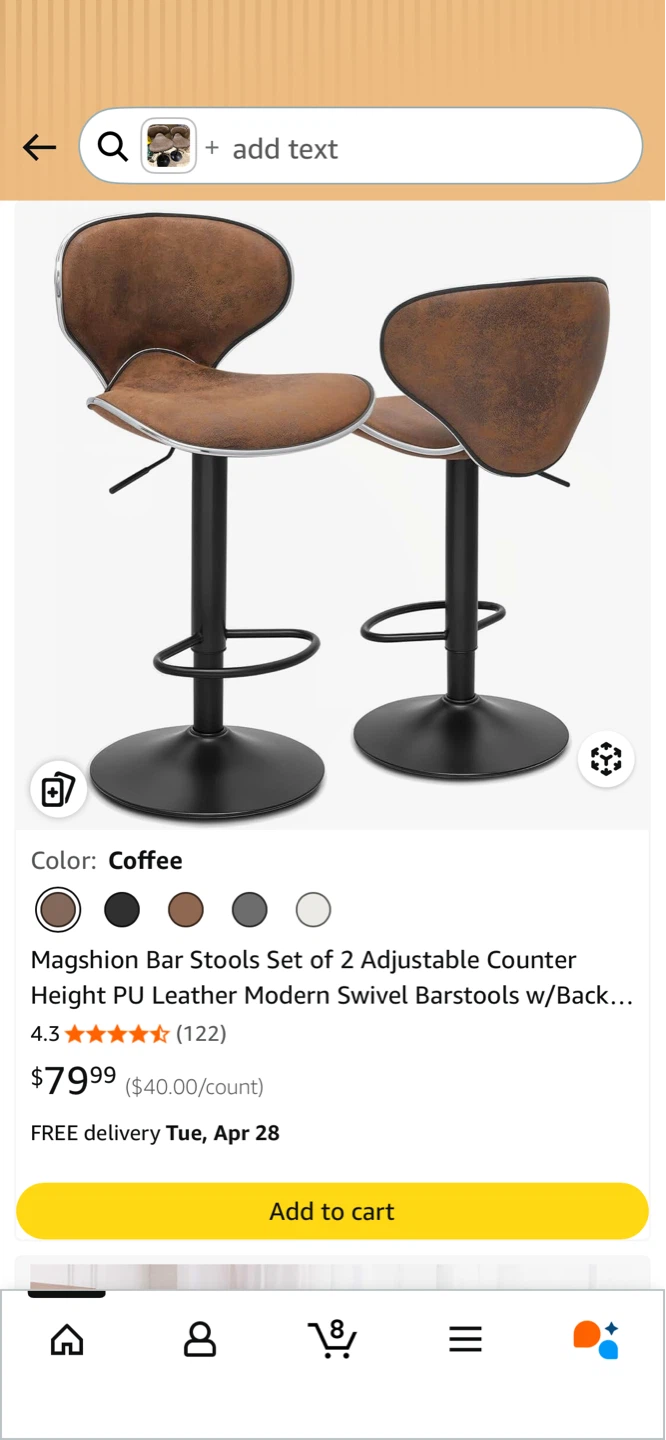 Magshion Bar Stools Set of 2 Adjustable Counter Height - photo 3