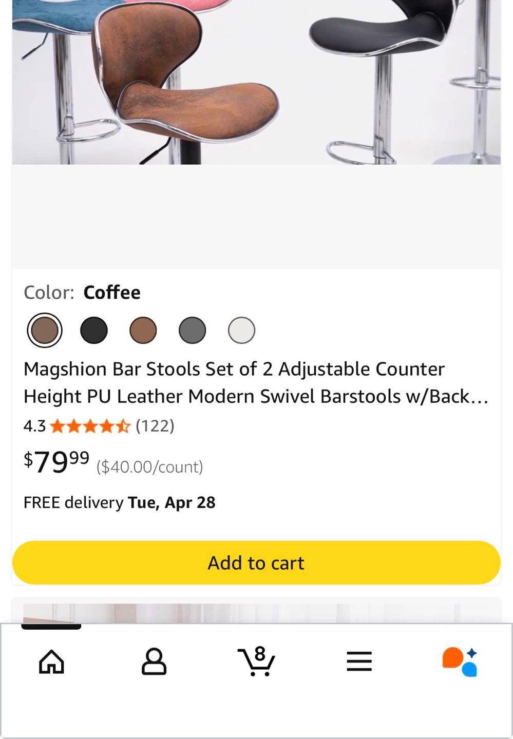 Magshion Bar Stools Set of 2 Adjustable Counter Height - photo 4