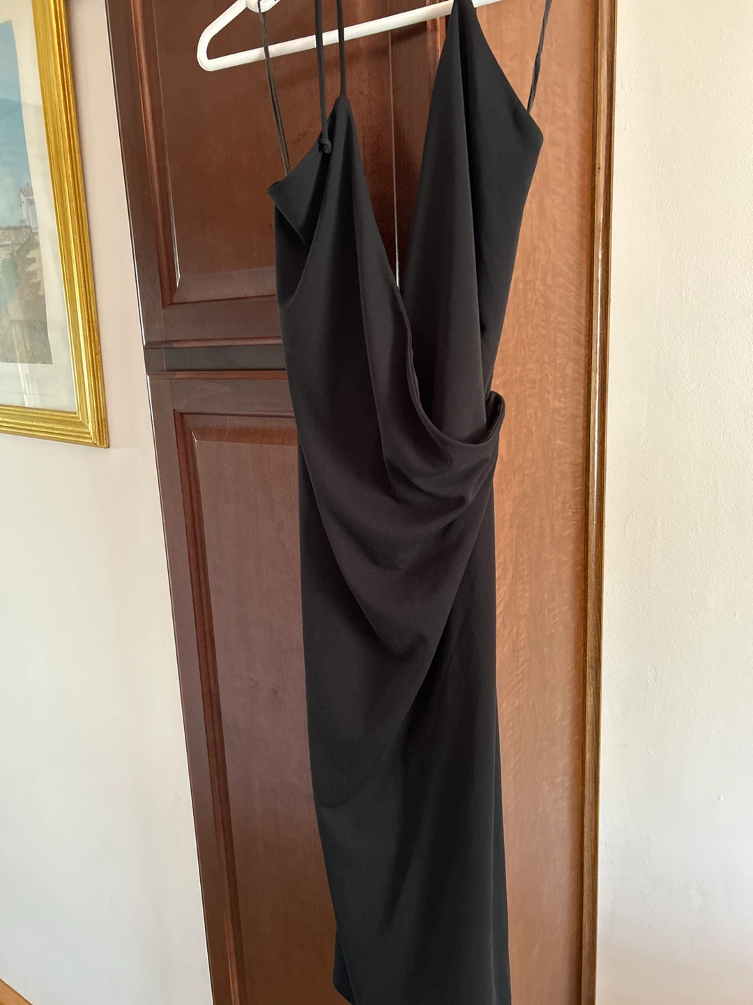 Black Ruched Midi Dress