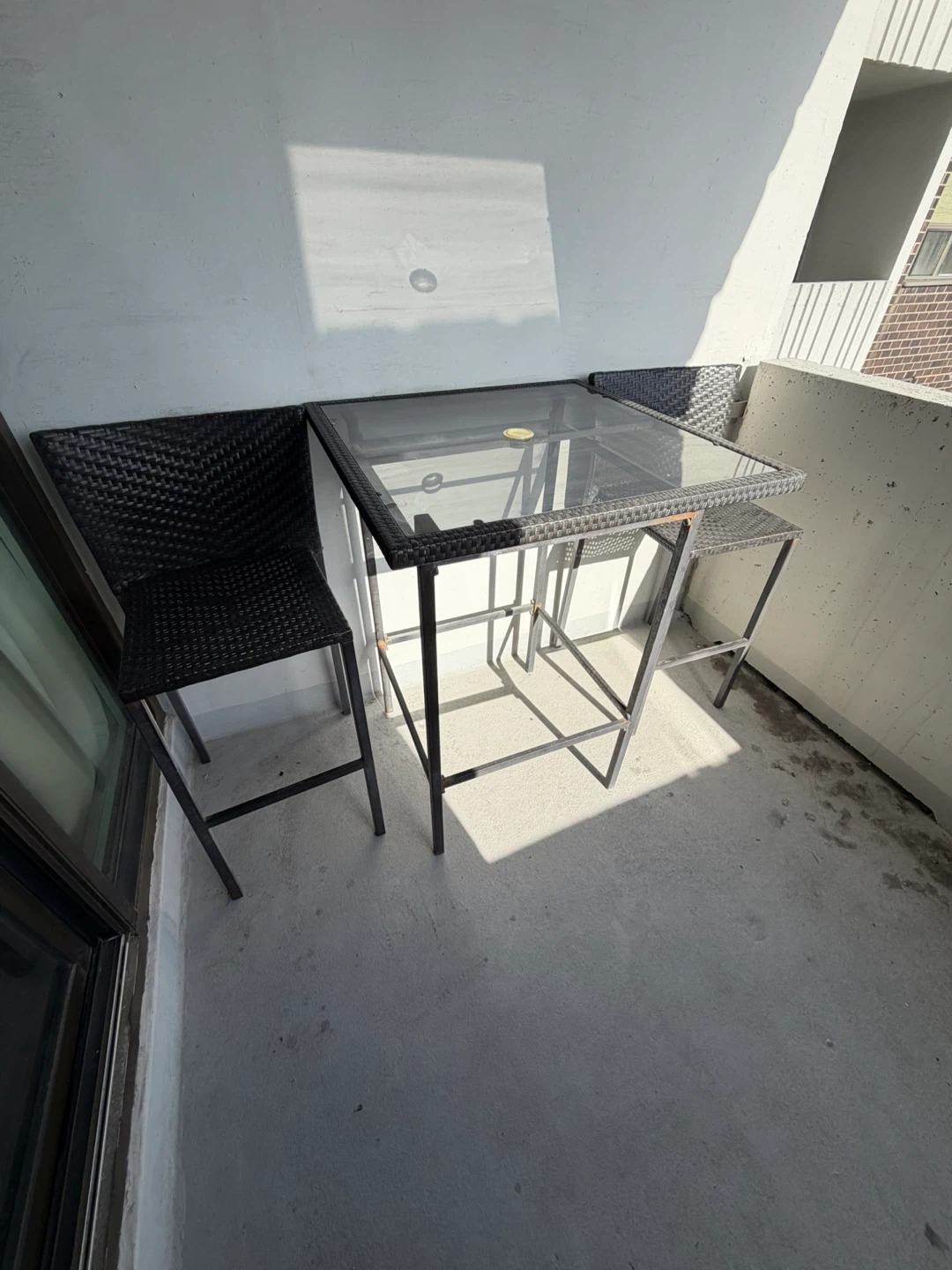 Glass Top Bistro Set with 2 Chairs