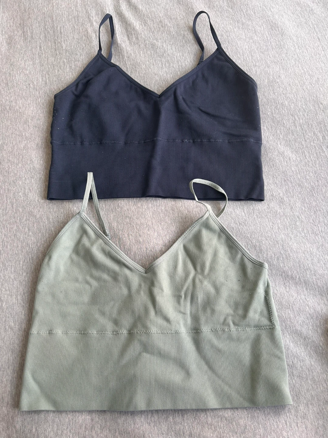 Dynamite 2 Ribbed Camisole Tops - Navy & Sage Green (G/L)