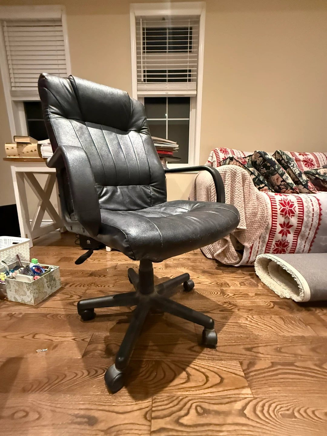 Black Faux Leather Office Chair