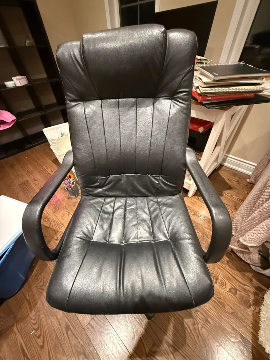 Black Faux Leather Office Chair - photo 2