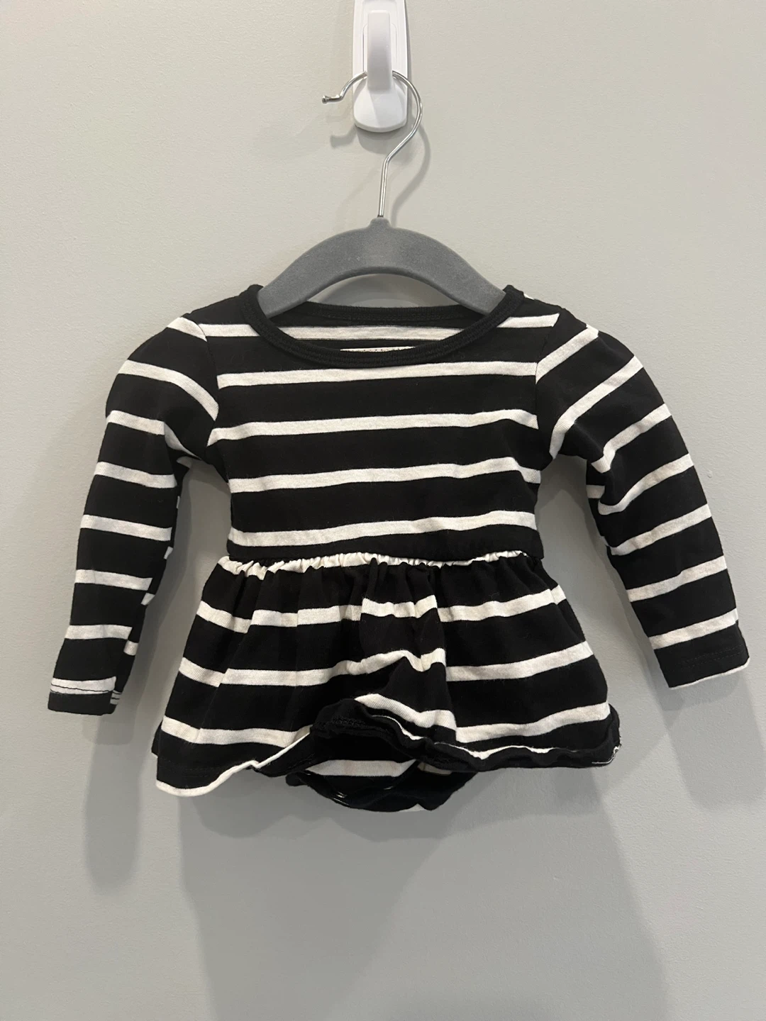 Mini Mioche Baby Girl Black & White Stripe Romper 0-3 Months