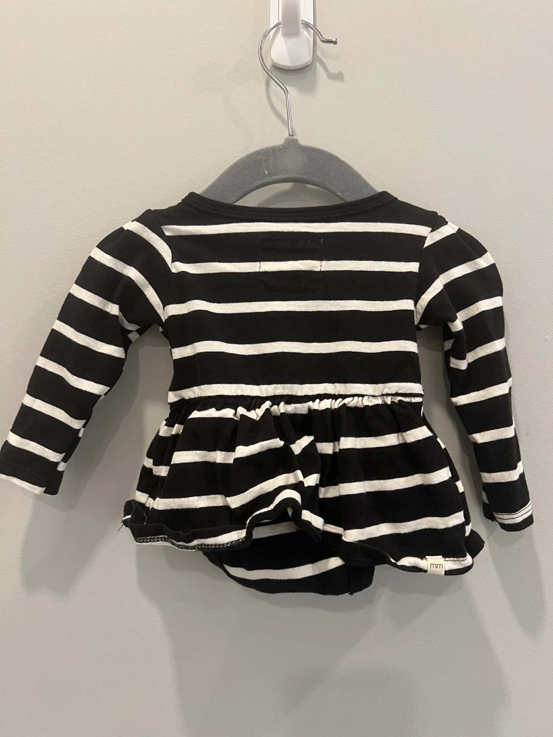 Mini Mioche Baby Girl Black & White Stripe Romper 0-3 Months - photo 2