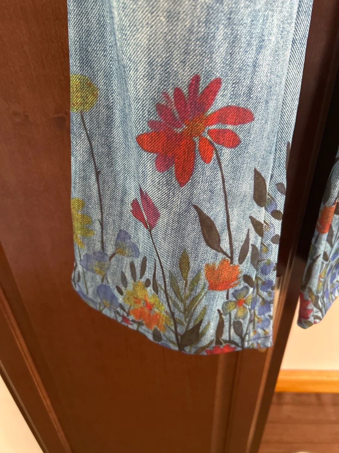 Blue Flare Jeans with Floral Print - Size Medium - photo 3