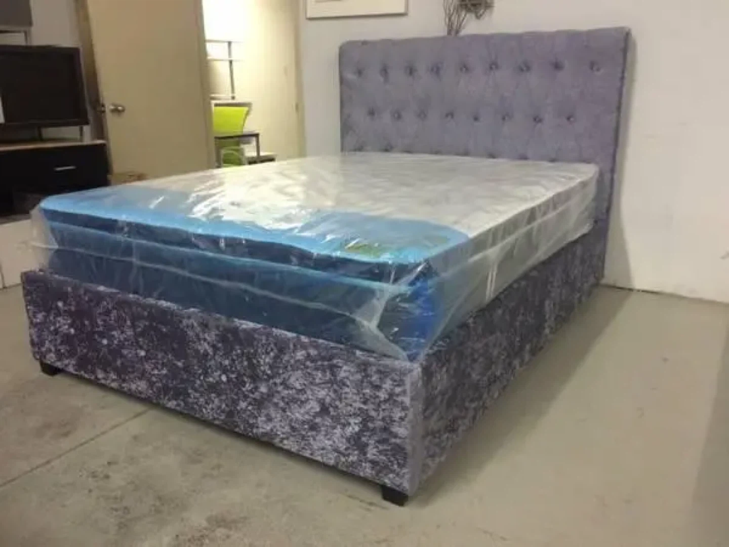 Brand new queen Crushed Velvet Upholstered Bed Frame