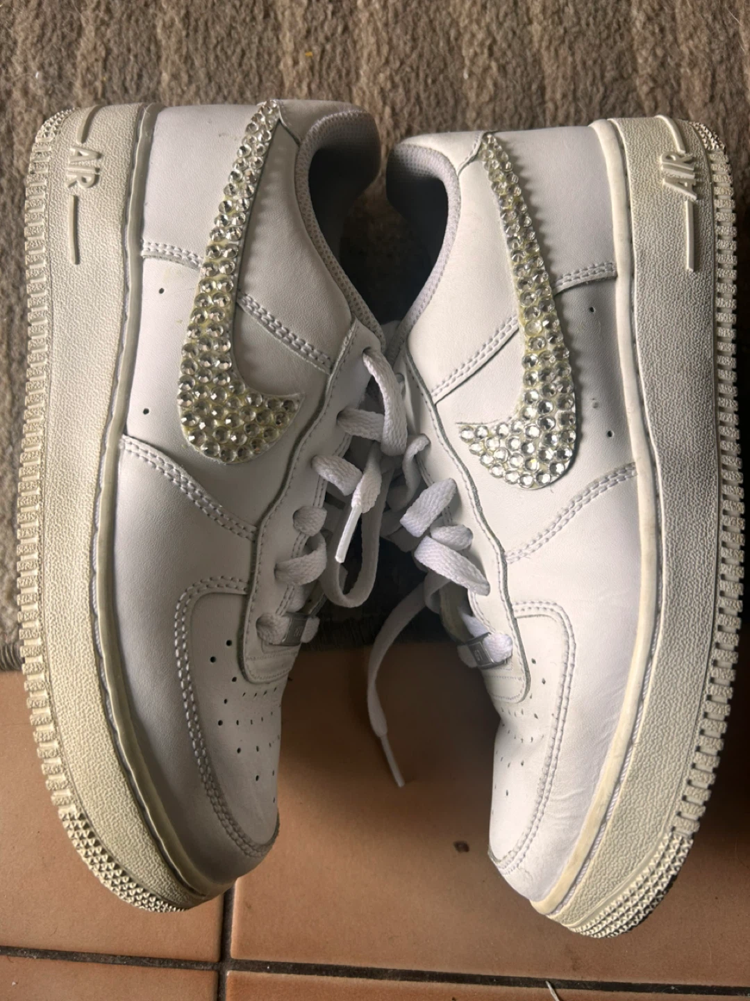 Nike Air Force 1 Sneakers with Rhinestone Swoosh - photo 2