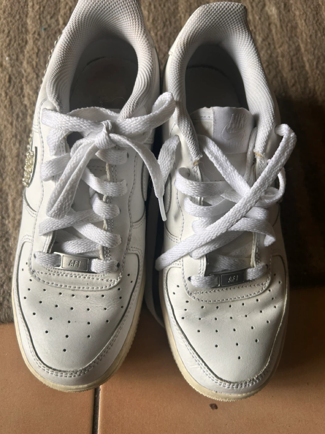 Nike Air Force 1 Sneakers with Rhinestone Swoosh