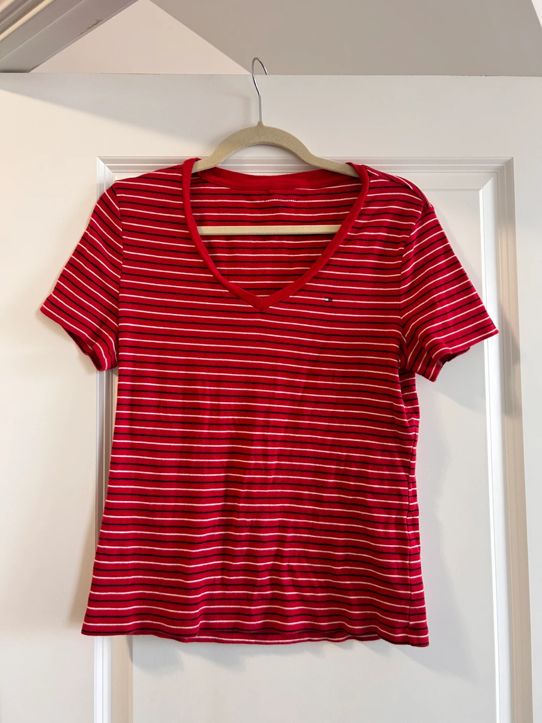 Tommy cotton stripe vneck favourite tshirt size large - photo 2