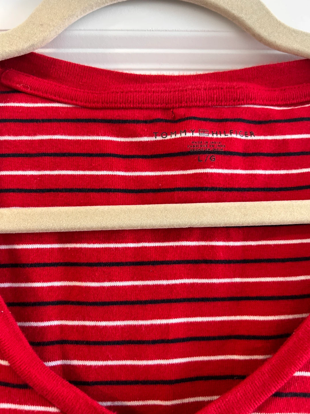 Tommy cotton stripe vneck favourite tshirt size large - photo 4