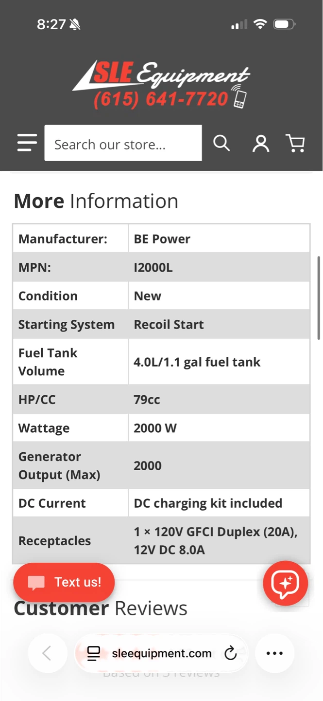EUC BE brand Gas Generator