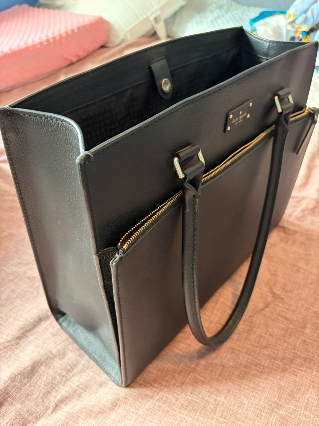 Kate Spade Huge Black Leather Tote Bag - photo 4