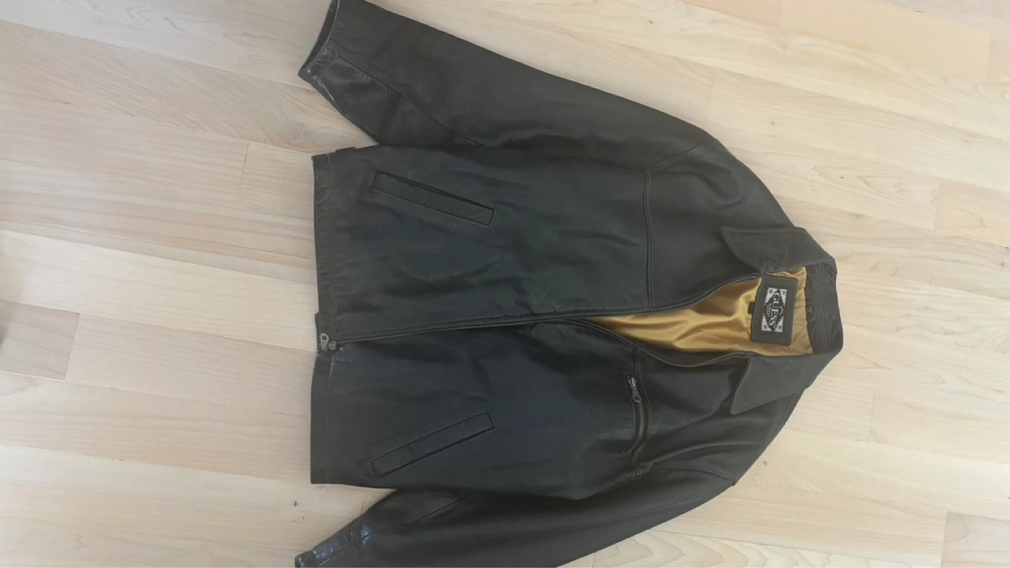 Guess Black Leather Jacket Size L