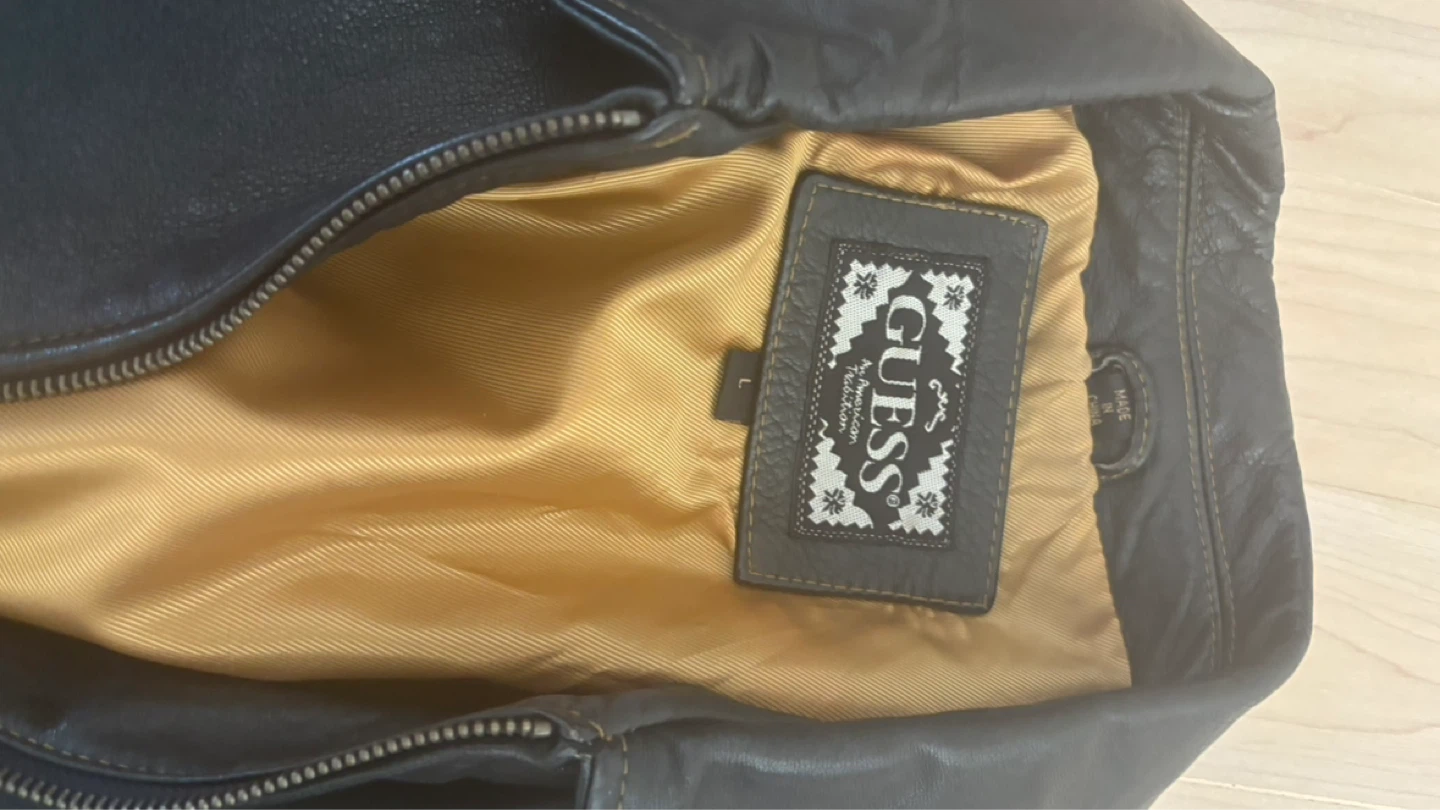 Guess Black Leather Jacket Size L - photo 4