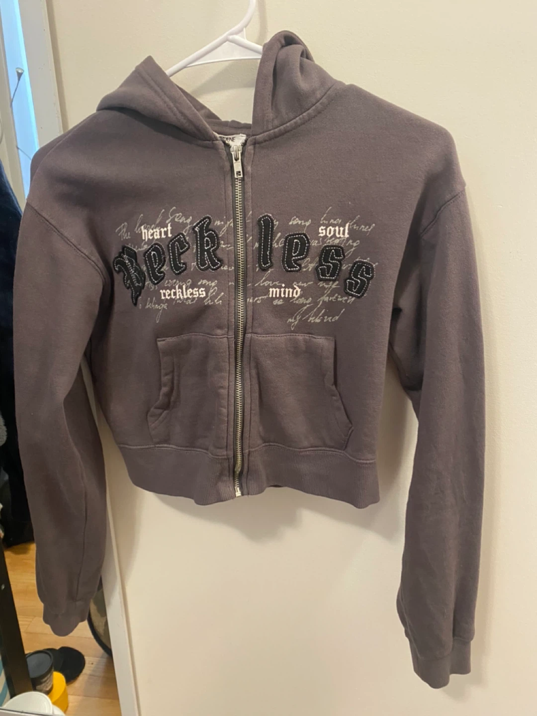 Ardene Grey Cropped Zip-Up Hoodie