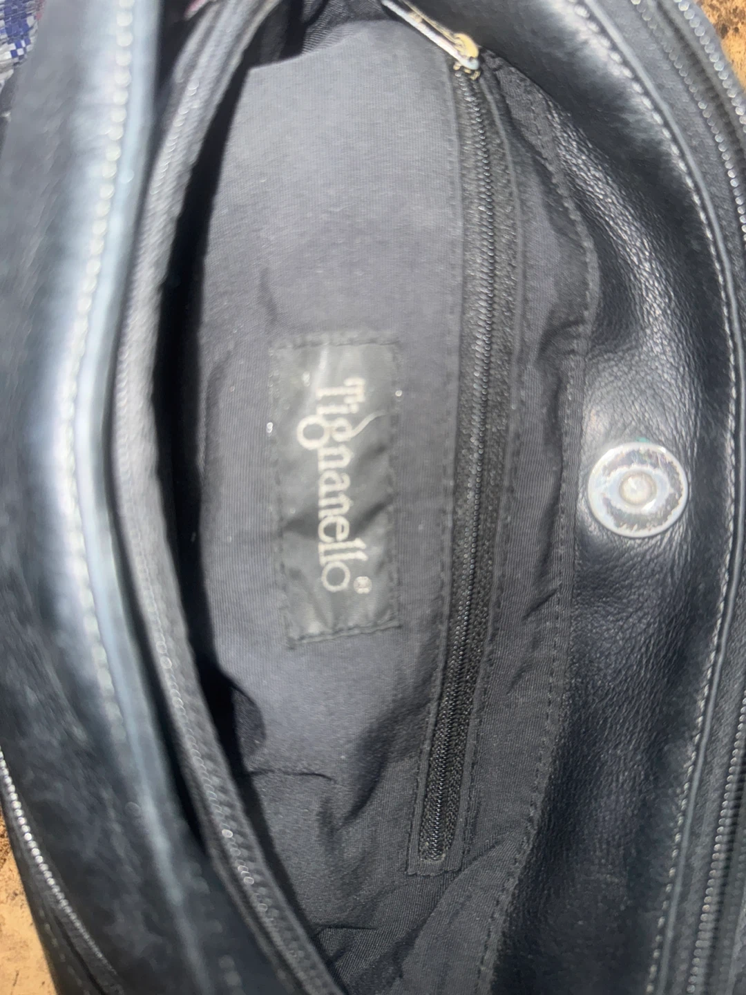 Tignanello Black Leather Hobo Shoulder Bag