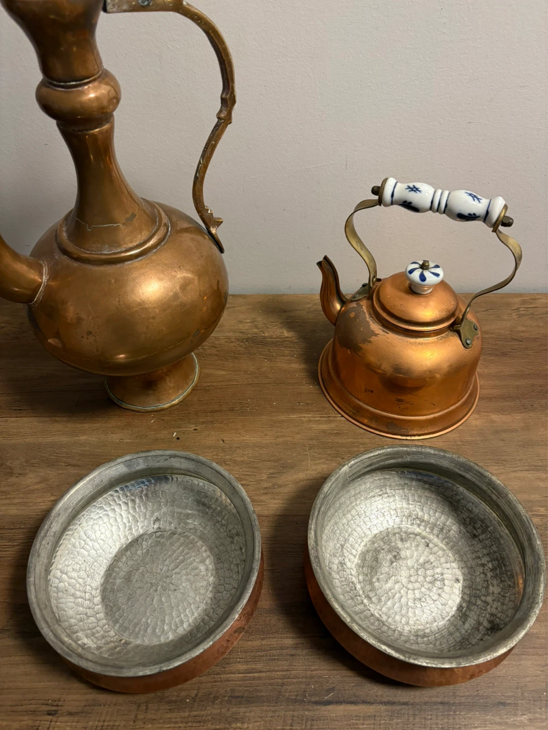 Vintage Copper Decor Set - Pitcher, Kettle, Bowls - photo 3