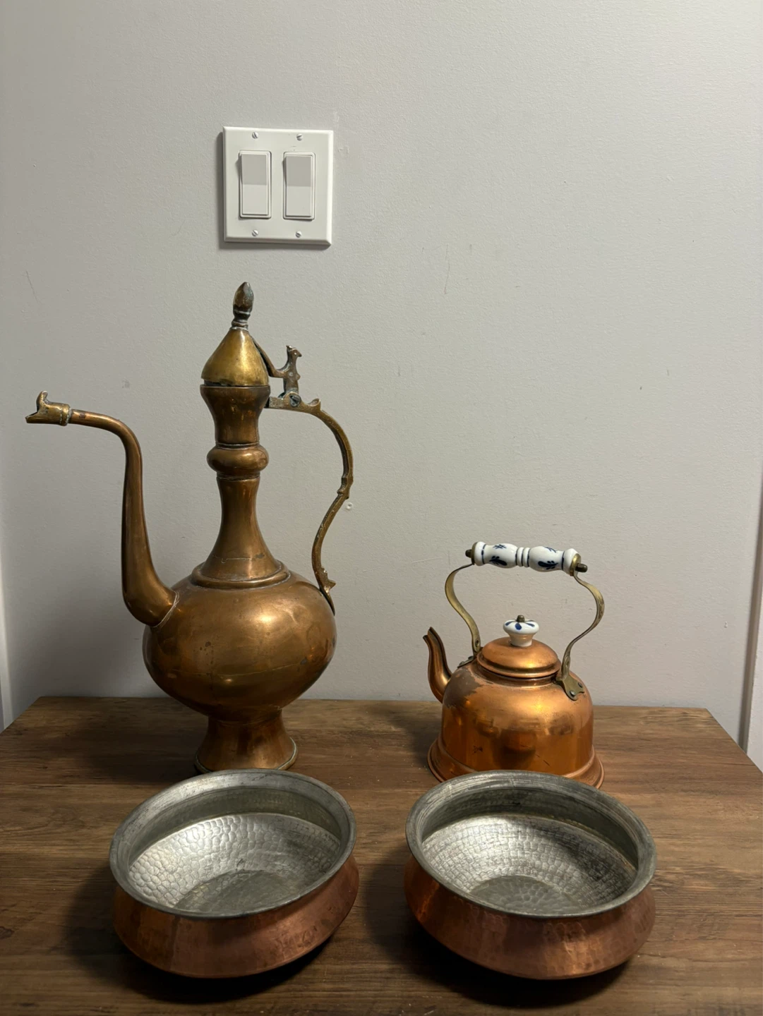 Vintage Copper Decor Set - Pitcher, Kettle, Bowls - photo 2