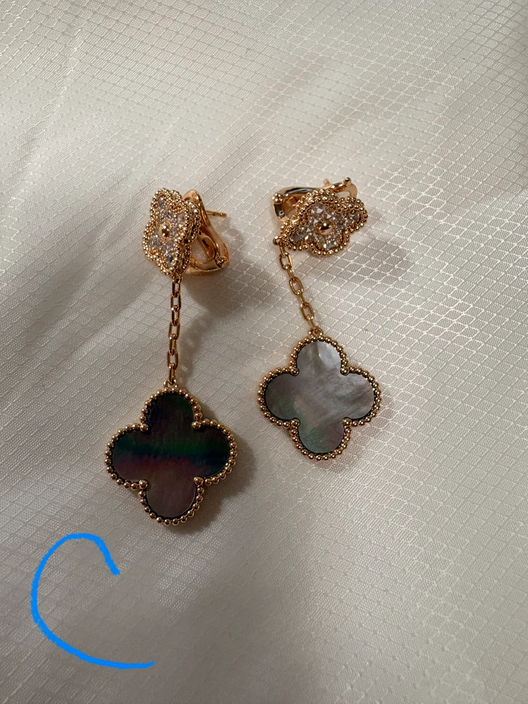 Gold Clover Earrings with Mother of Pearl - photo 3