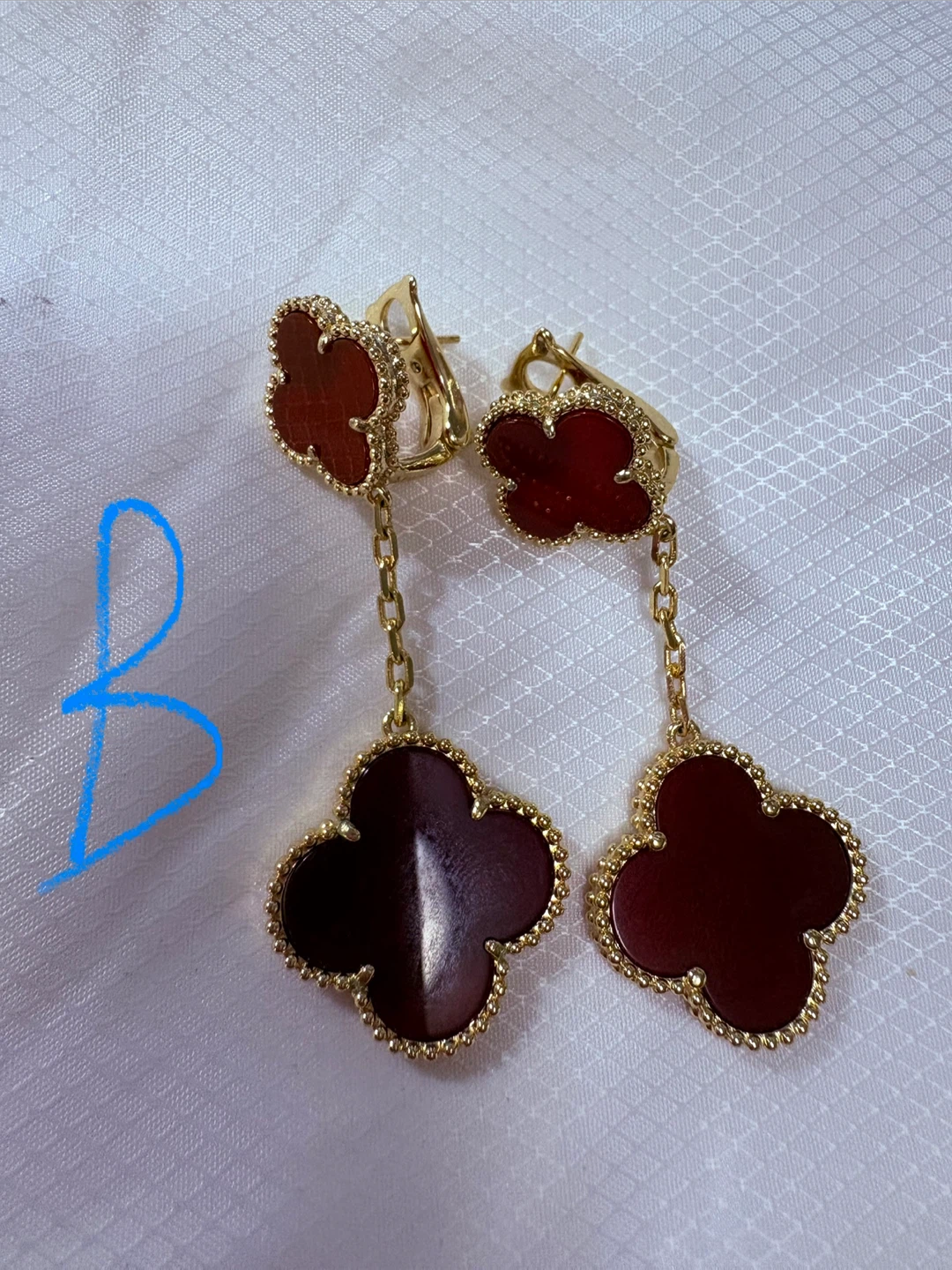 Gold Clover Earrings with Mother of Pearl - photo 2