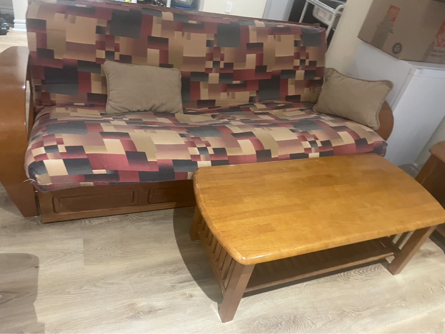 Futon Sofa with Wood Frame, tv unit and coffee tables - photo 5