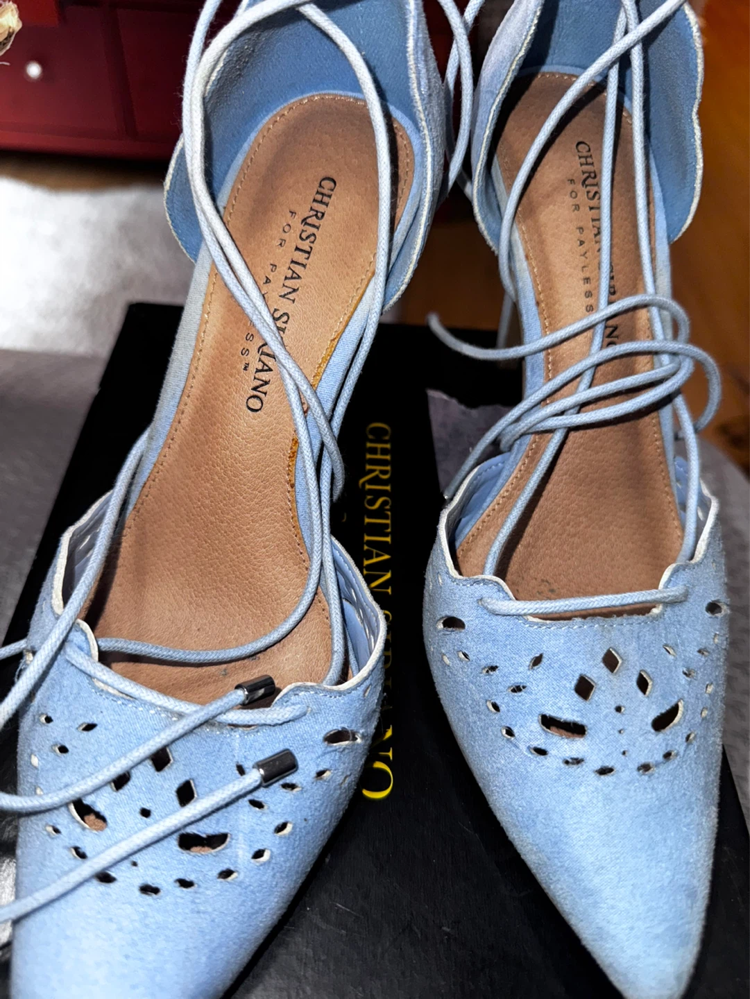 Christian Siriano Light Blue Suede Heels 7.5 - photo 2