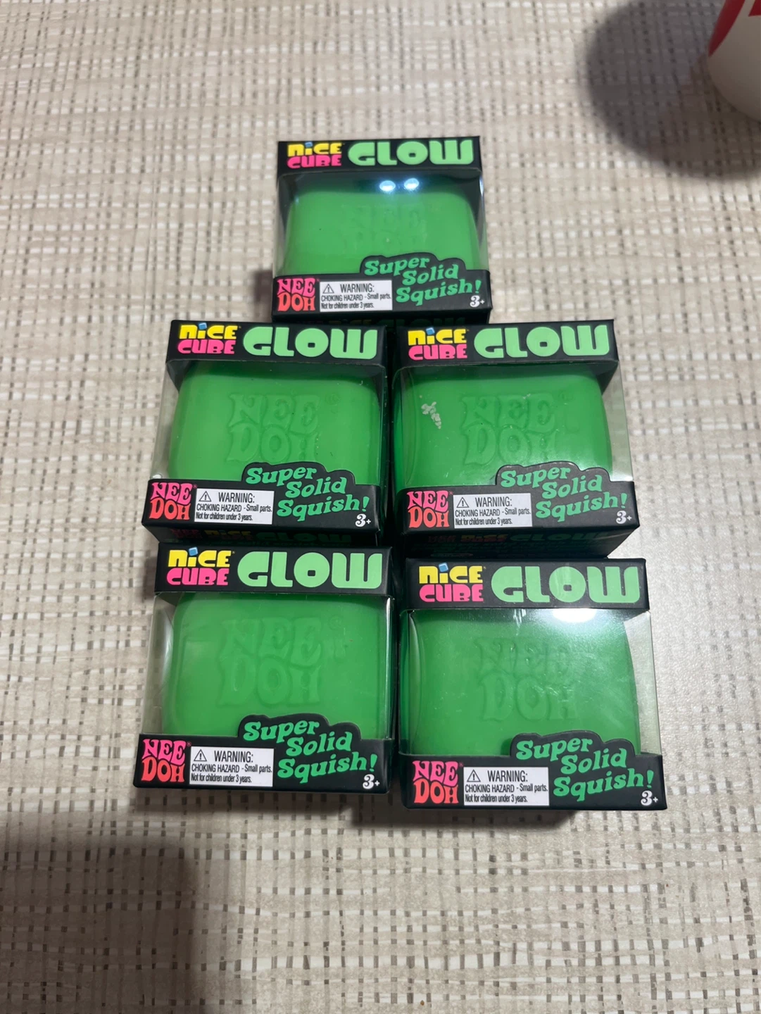 Nee Doh Nice Cube Glow Super Solid Squish! Each