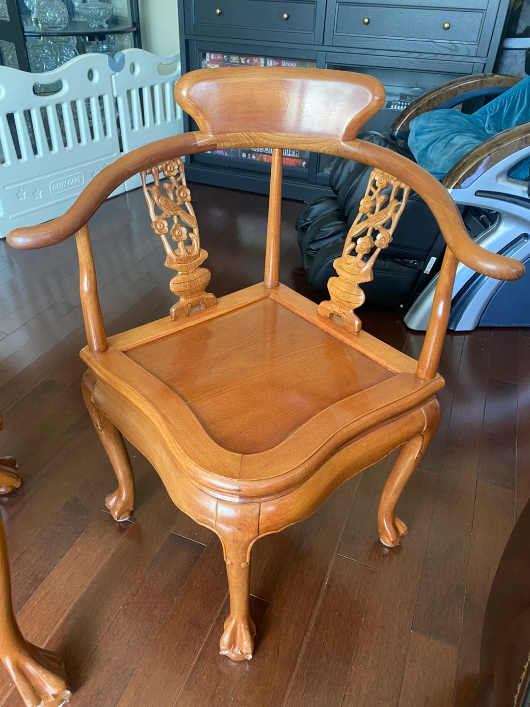 Carving Wooden Corner Chairs with table - photo 3