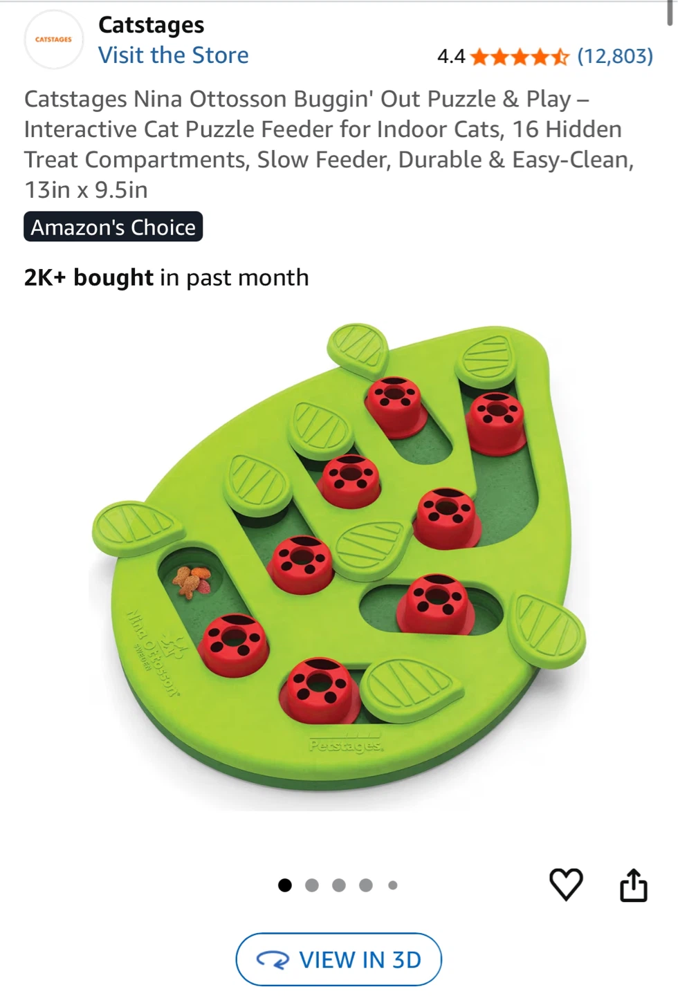 Cat Treat Puzzle Toy / Slow Feeder