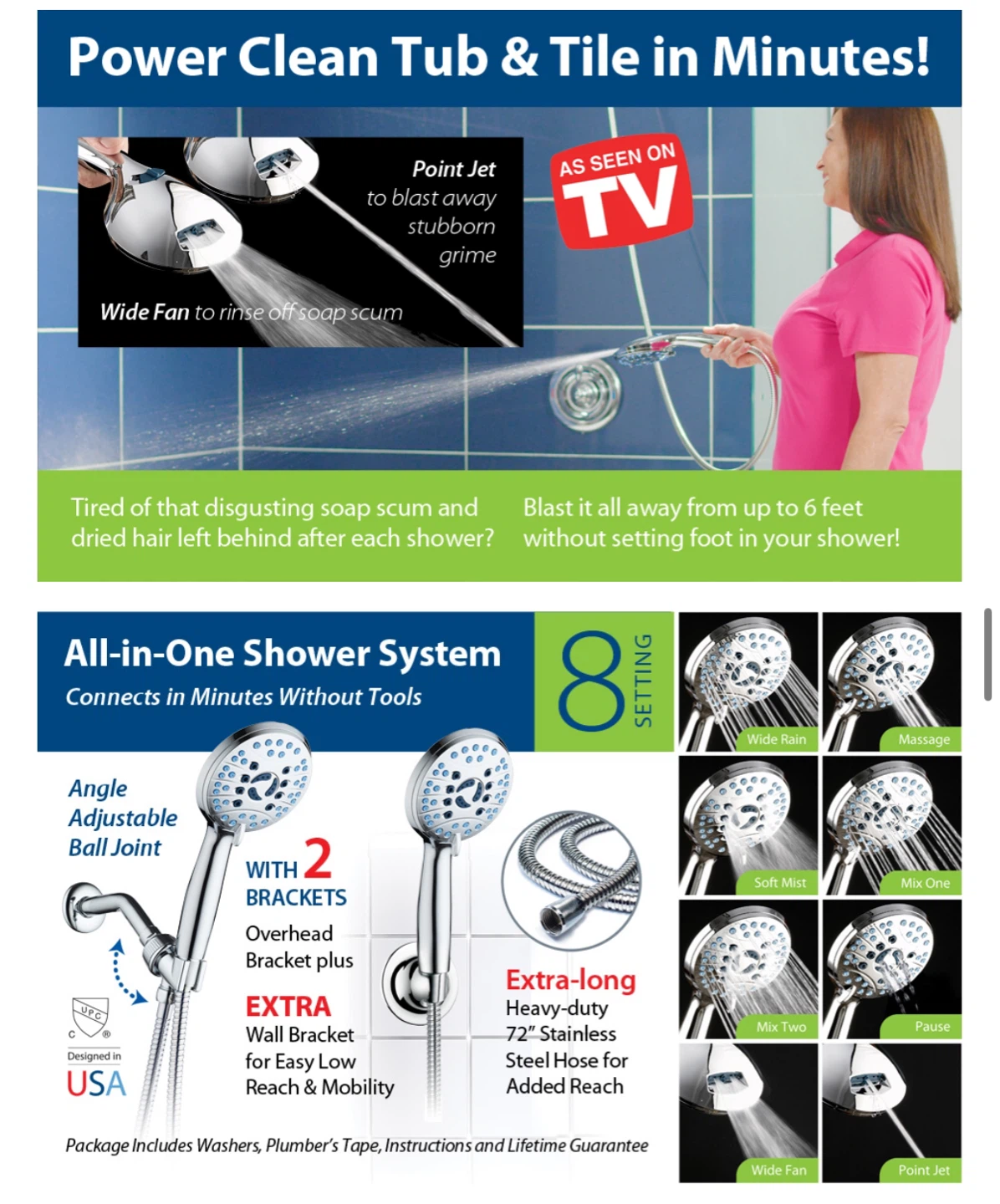 Hotel Spa AquaCare 8-Mode Handheld Shower Head - photo 3