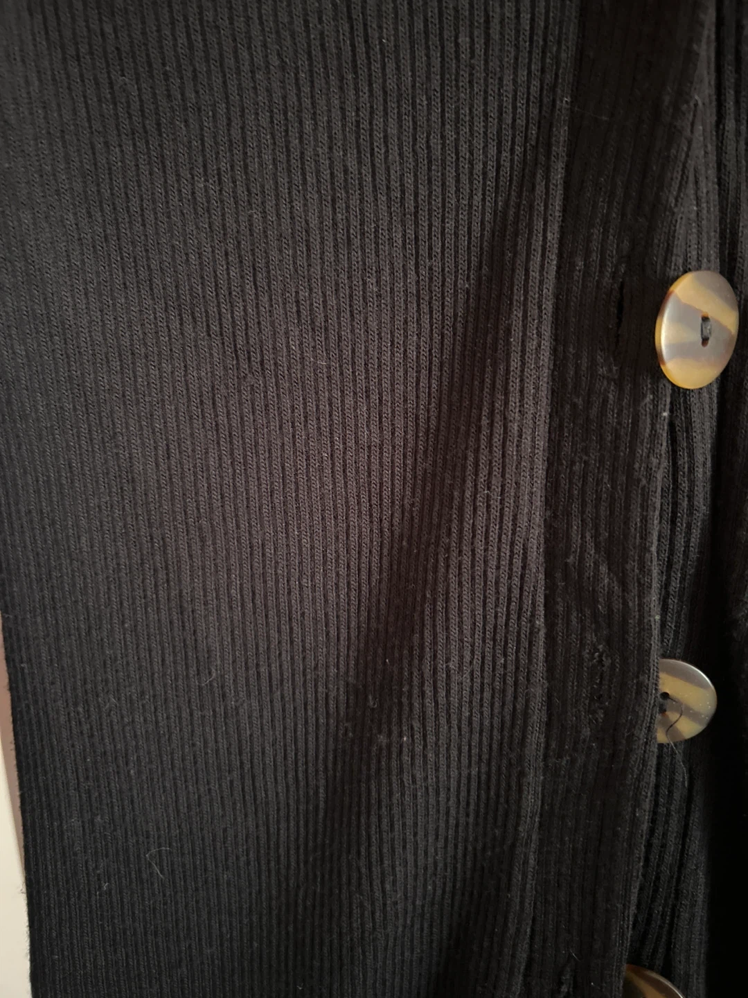 Black Ribbed Button-Front Midi Dress - photo 2
