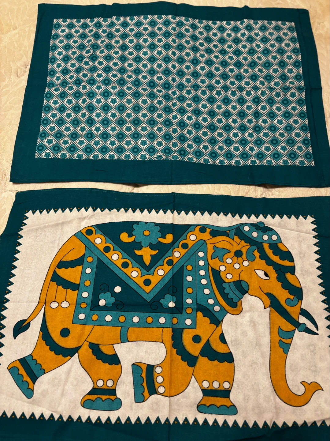 NEW Teal and Yellow Elephant and Mandala Print Bedding Set - photo 4