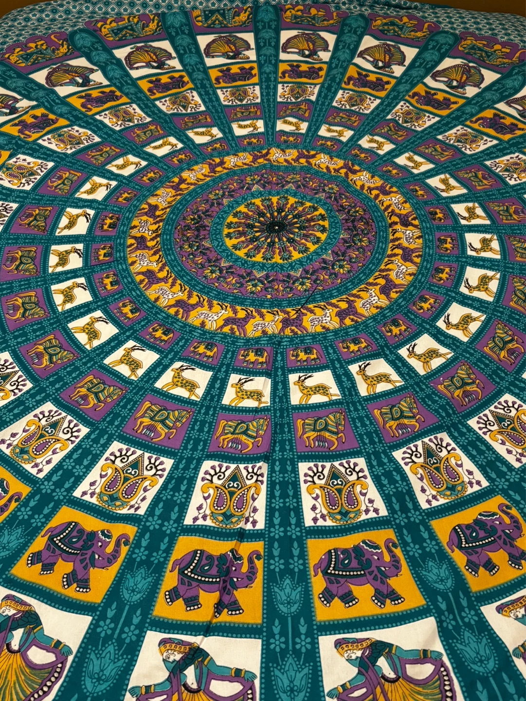 NEW Teal and Yellow Elephant and Mandala Print Bedding Set