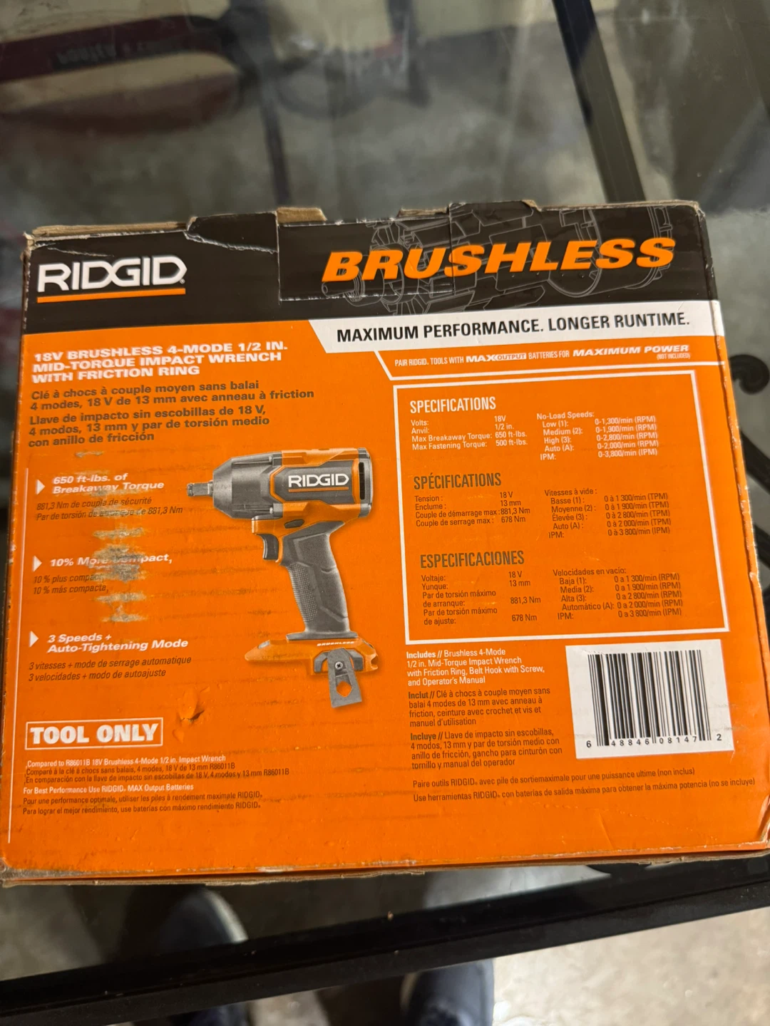 RIDGID 18V Brushless 4-Mode 1/2 in. Mid-Torque Impact Wrench - photo 2