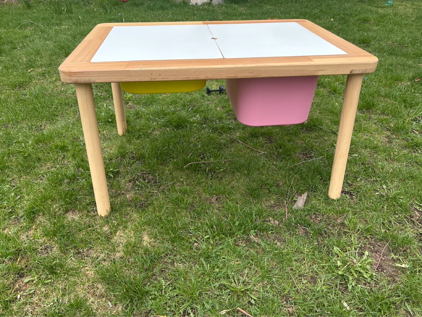 Kids Play Table with Pink and Yellow Storage Bins - photo 4
