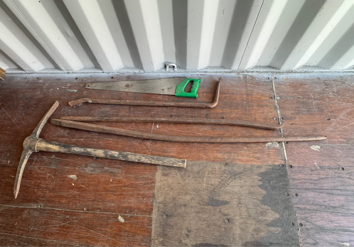 Assorted Hand Tools: Pickaxe, Saw, Pry Bars - photo 4