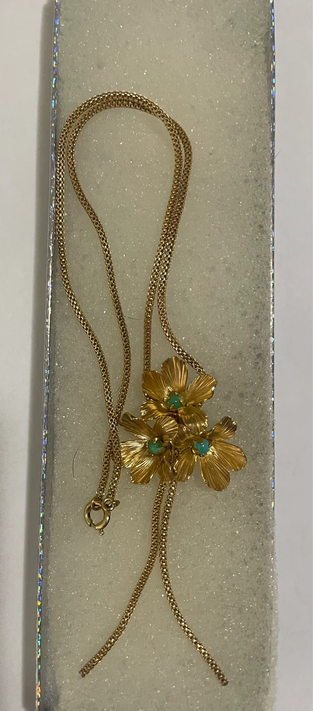 Vintage Gold-plated CDior Necklace with Turquoise Accents