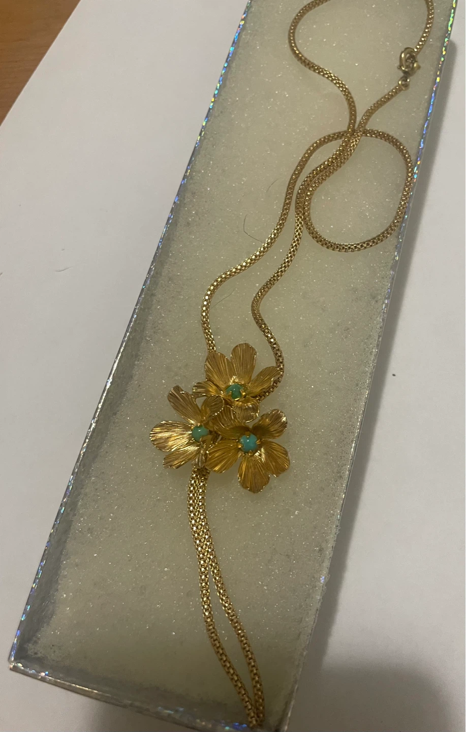 Vintage Gold-plated CDior Necklace with Turquoise Accents - photo 2