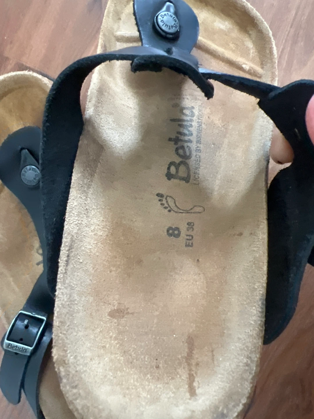 Birkenstocks Betula Black Leather Gizeh Sandals sz38 - photo 4