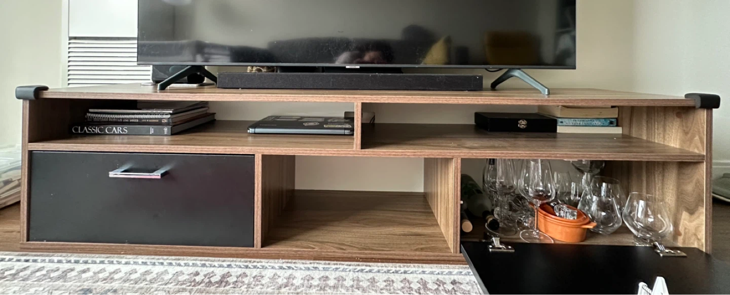 Brown TV Stand with Black Drawers - photo 2