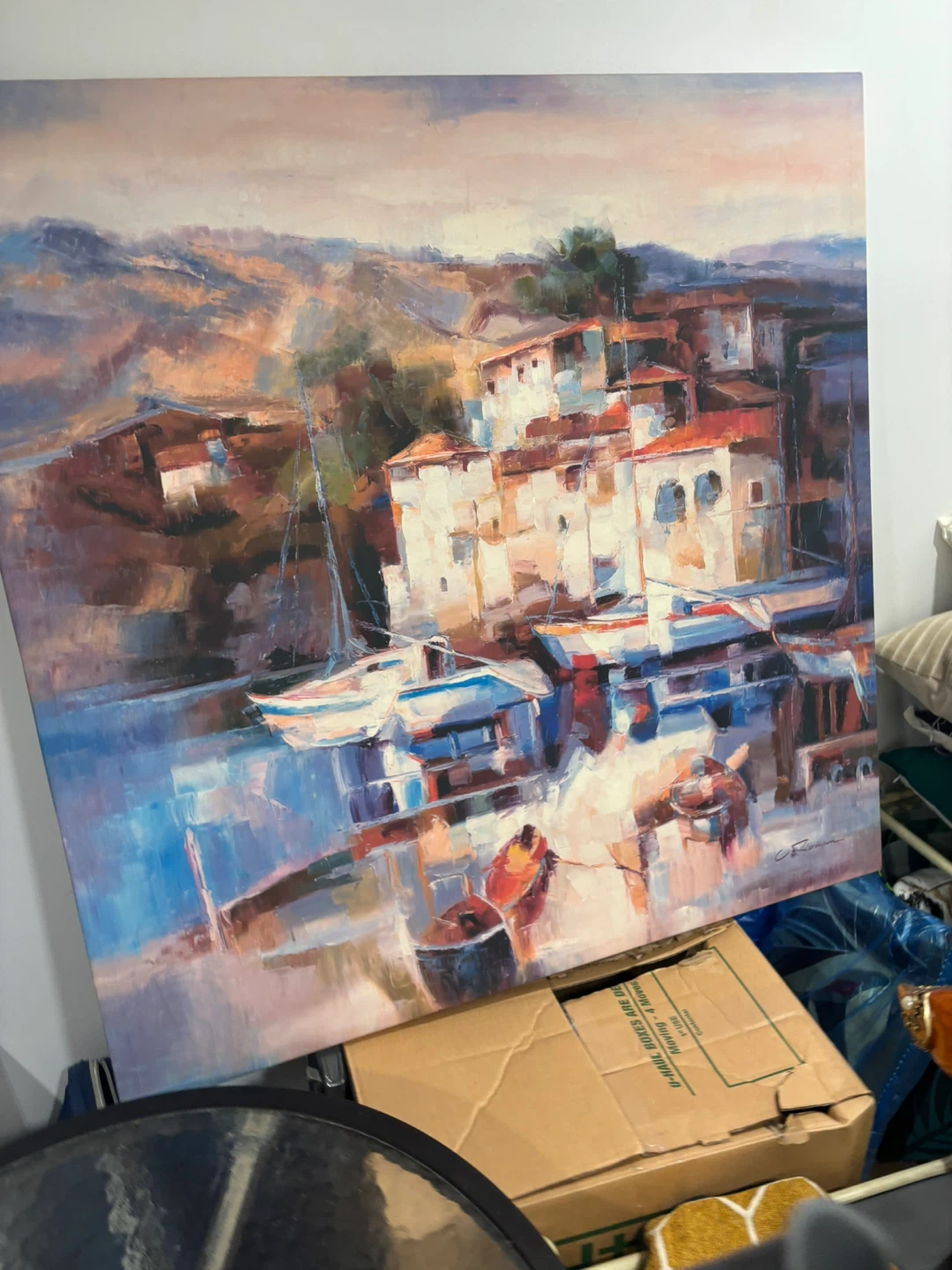 Oil Painting of a Harbour Scene