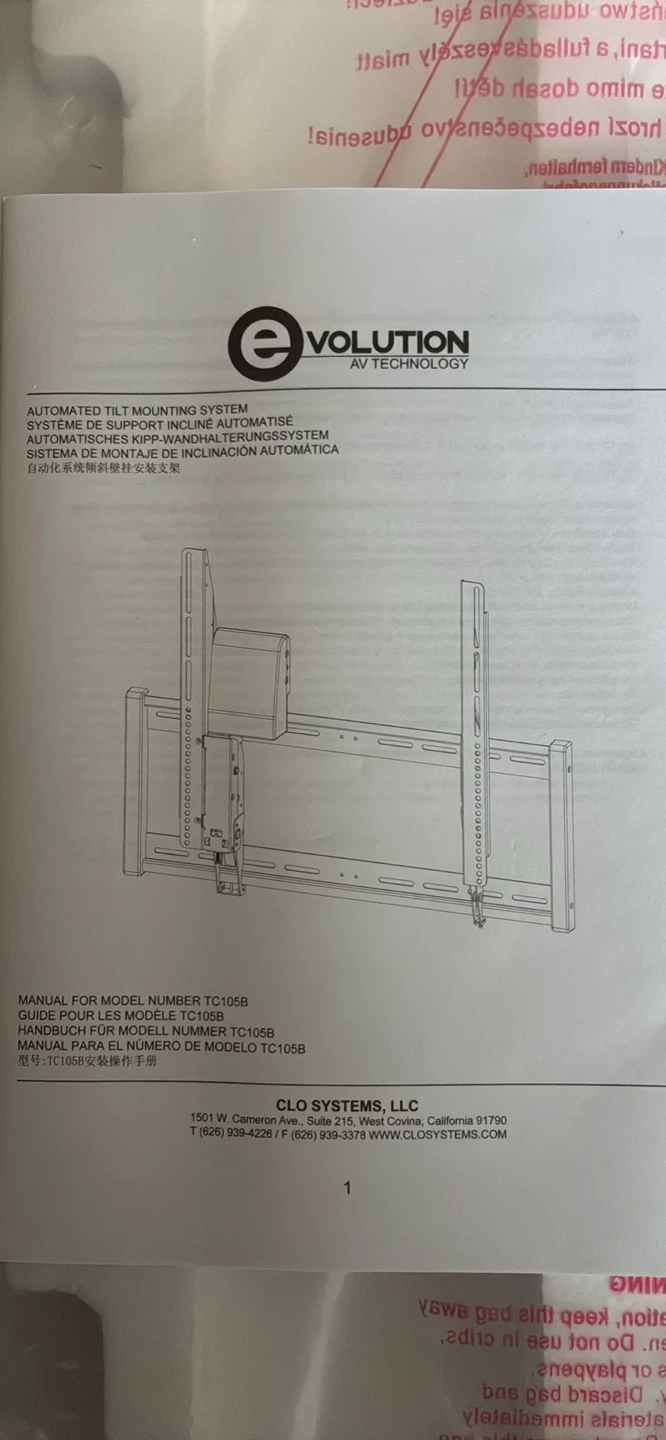 New in box TV Wall Mount 40-52" Automated Tilting - photo 4