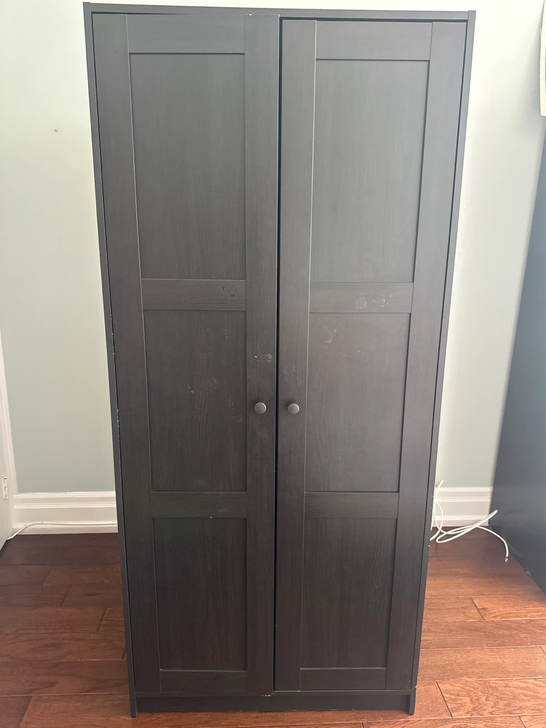 Dark Brown Double Door Wardrobe with Hanging Rail