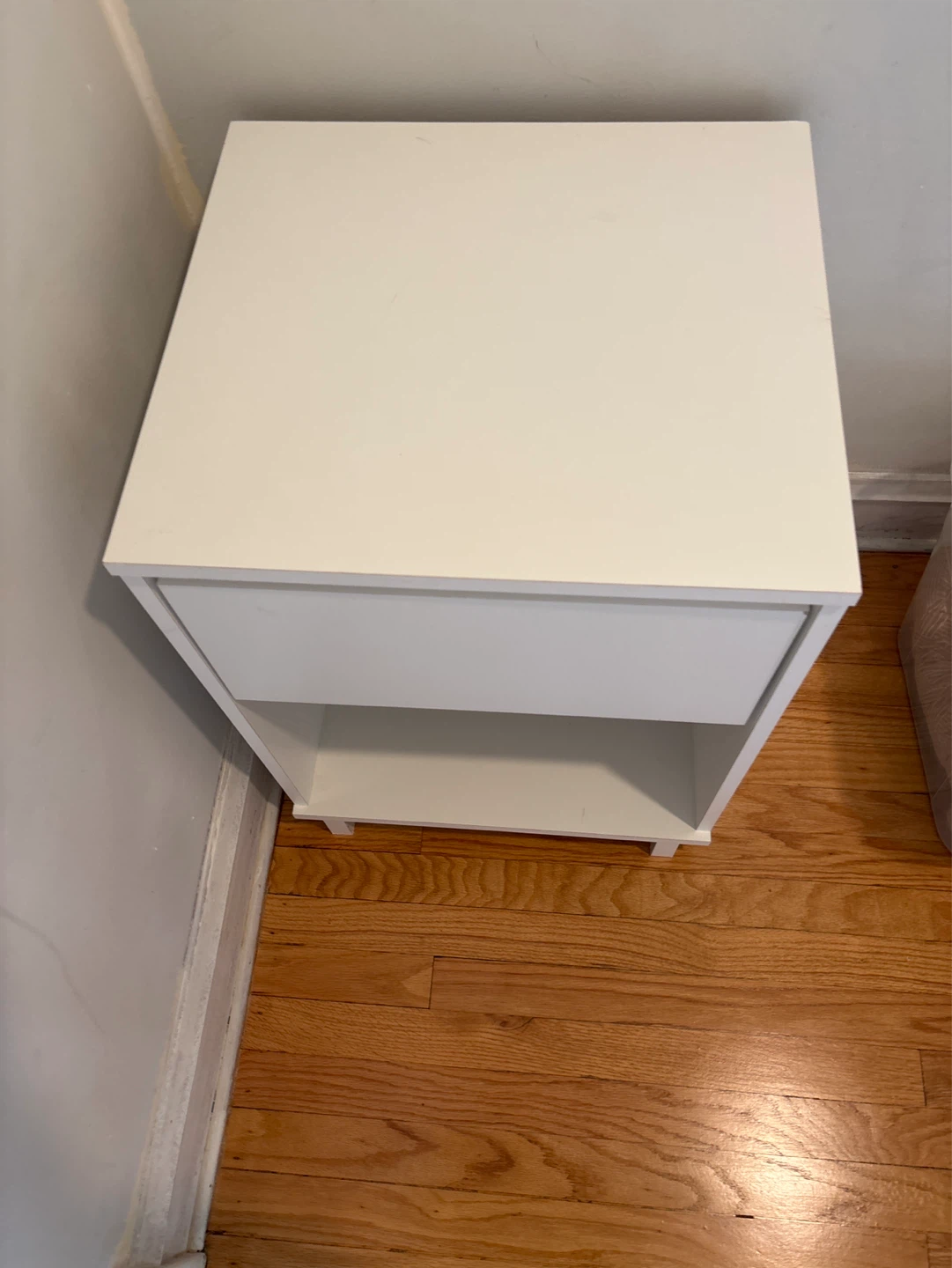 White Nightstand with Drawer - photo 2